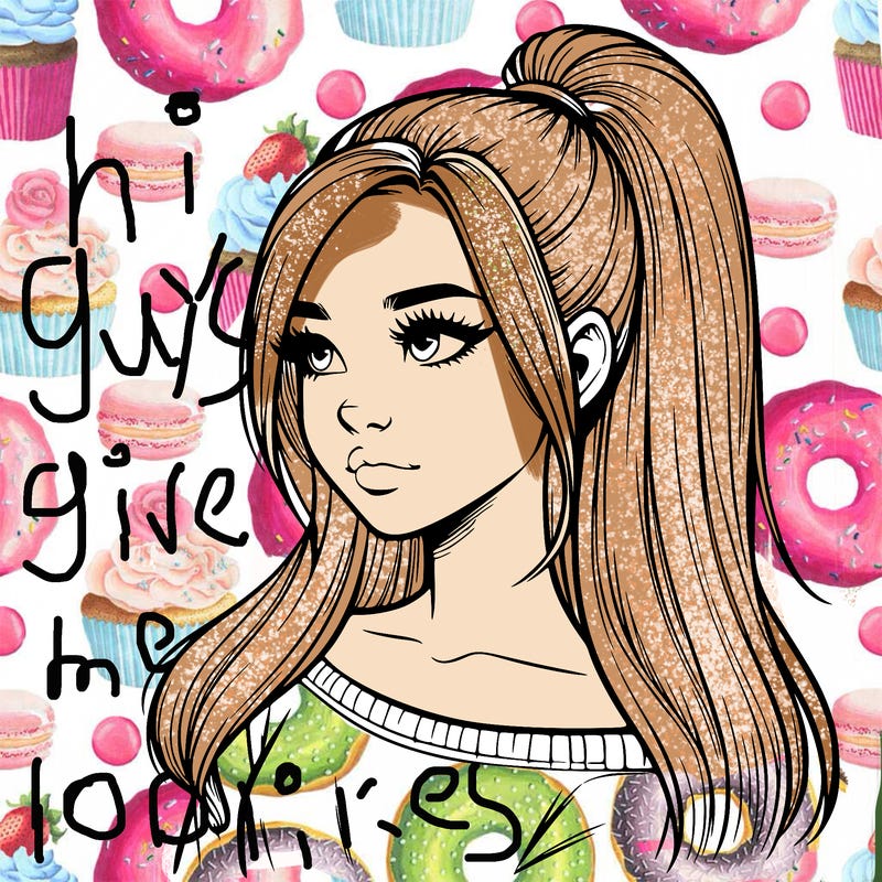 realistic girl with a high ponytail