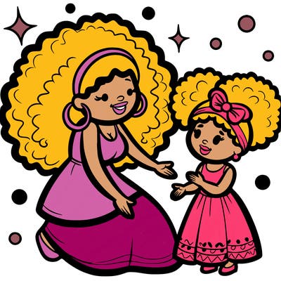 black mom and daughter