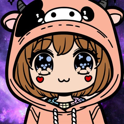 kawaii girl with cow hoodie