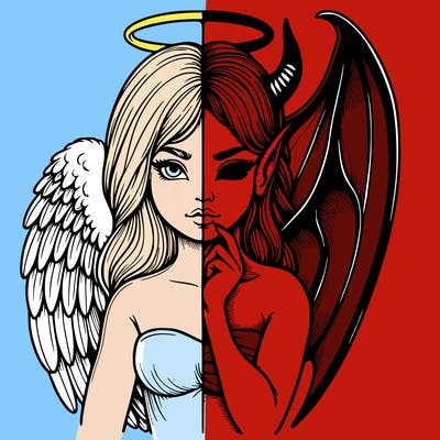 realistic angel half demon