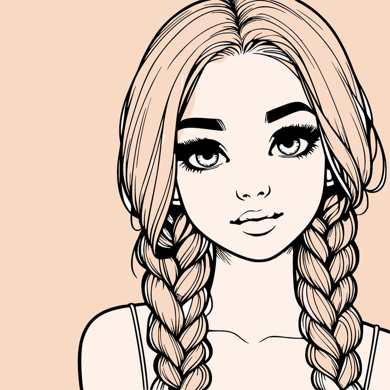 realistic girl with braids
