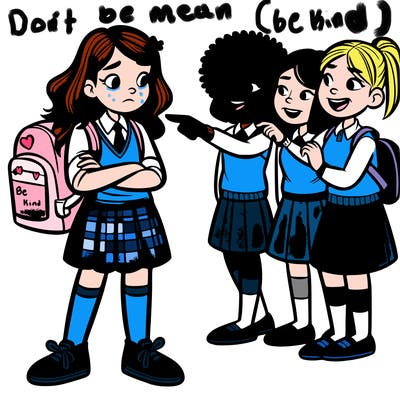 girl being bullied by mean girls at her school