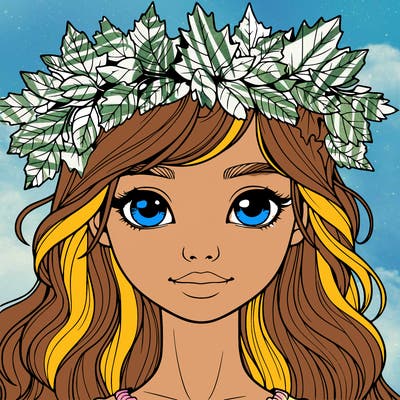 realistic girl with fall leaf crown