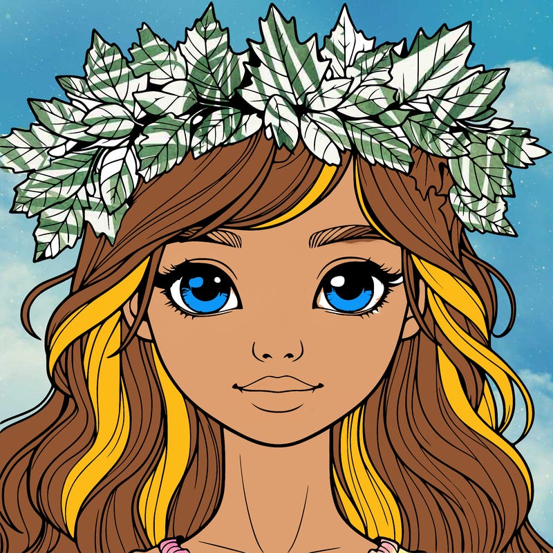 realistic girl with fall leaf crown