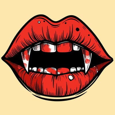 lips with vampire teeth