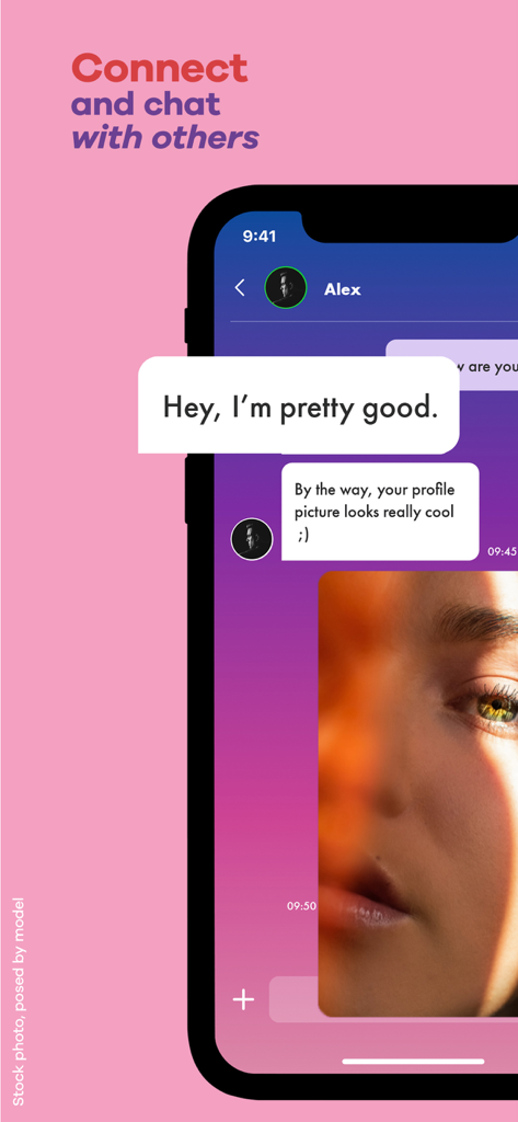 A screenshot of the Satisfyer Connect app showing the chat interface to connect and chat with partners