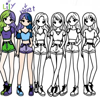 a group of girls wearing crop tops and shorts