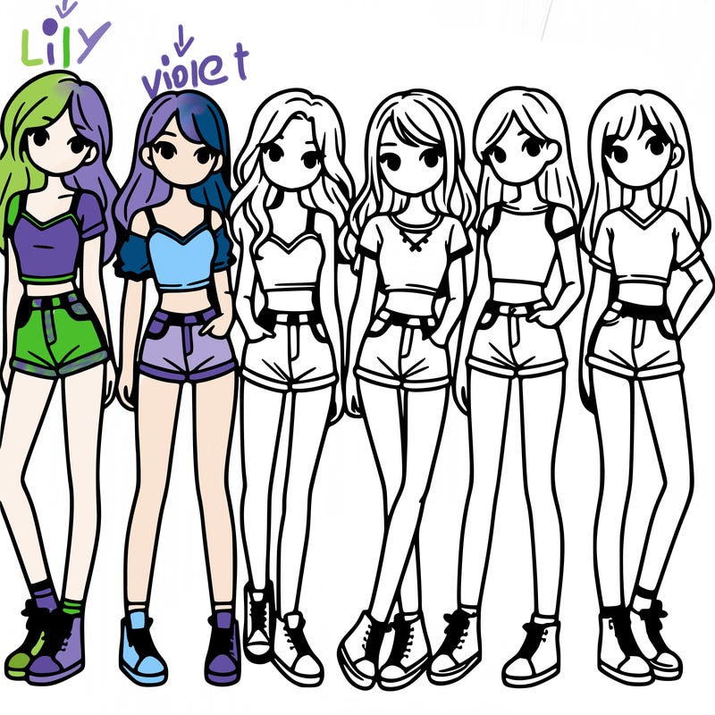 a group of girls wearing crop tops and shorts