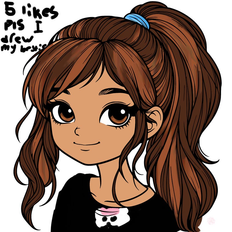 realistic girl with ponytail