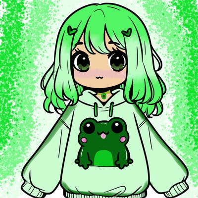 girl wearing frogging sweatshirt