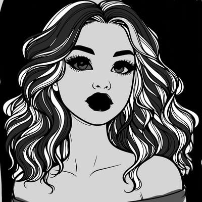 realistic girl with wavy hair and lips