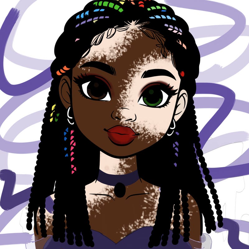 a realistic black girl with braids