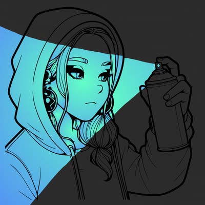 a realistic girl, spray painting