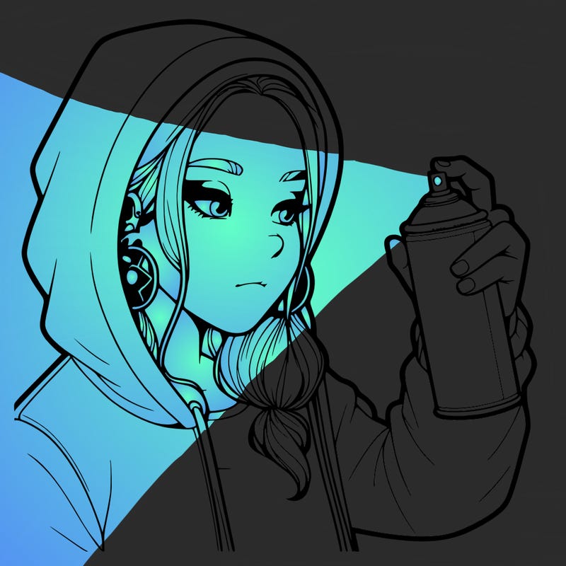 a realistic girl, spray painting