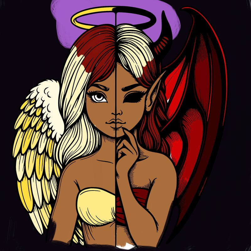 realistic angel half demon