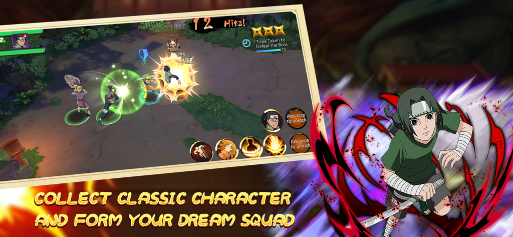 Shinobi Arena: Rise - Shinobi Arena Rise gameplay showing ninja character collection and combat in a battle arena