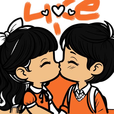 boy and girl kissing