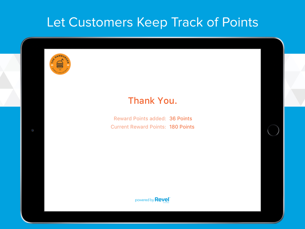 Revel CDS - 2.79 - Revel CDS iPad screen showing customer reward points added and total balance