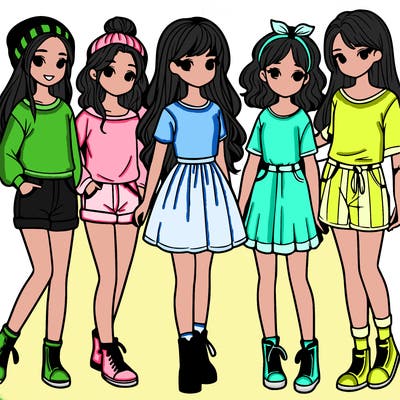 a group of five girls