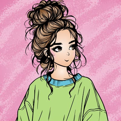 realistic girl with messy bun and oversized clothing