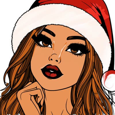 realistic christmas girl with lips