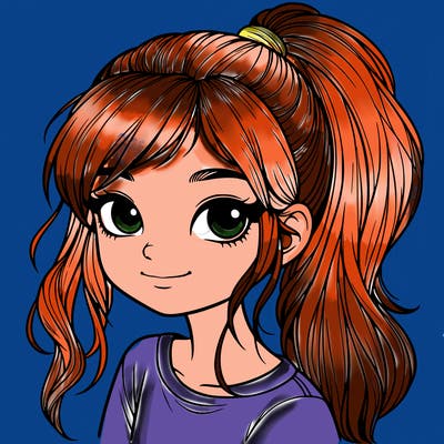 realistic girl with ponytail