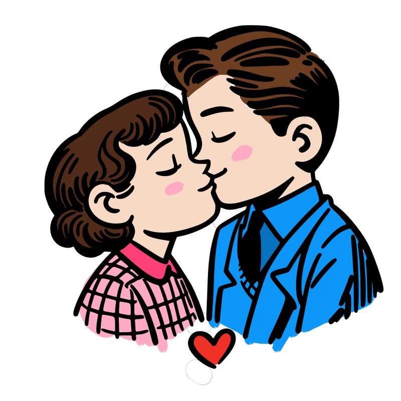 girl and boy kissing
