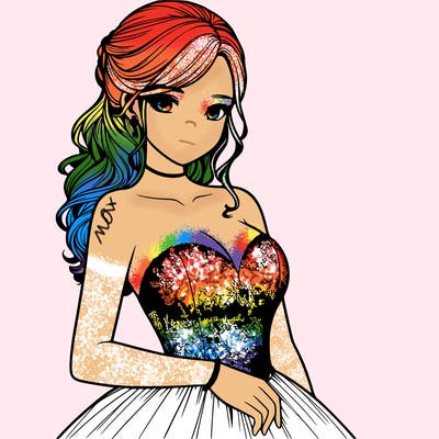 realistic girl in prom dress