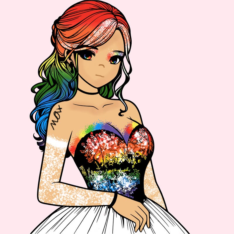 realistic girl in prom dress