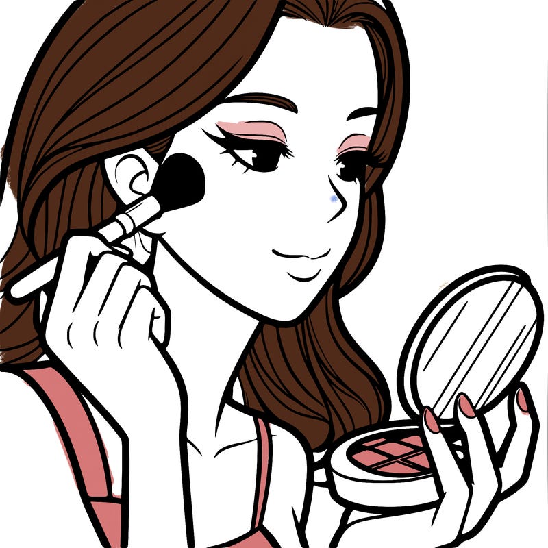 little girl putting on makeup