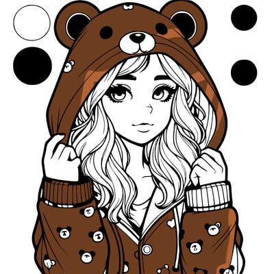 realistic girl in a animal pjs hoodie
