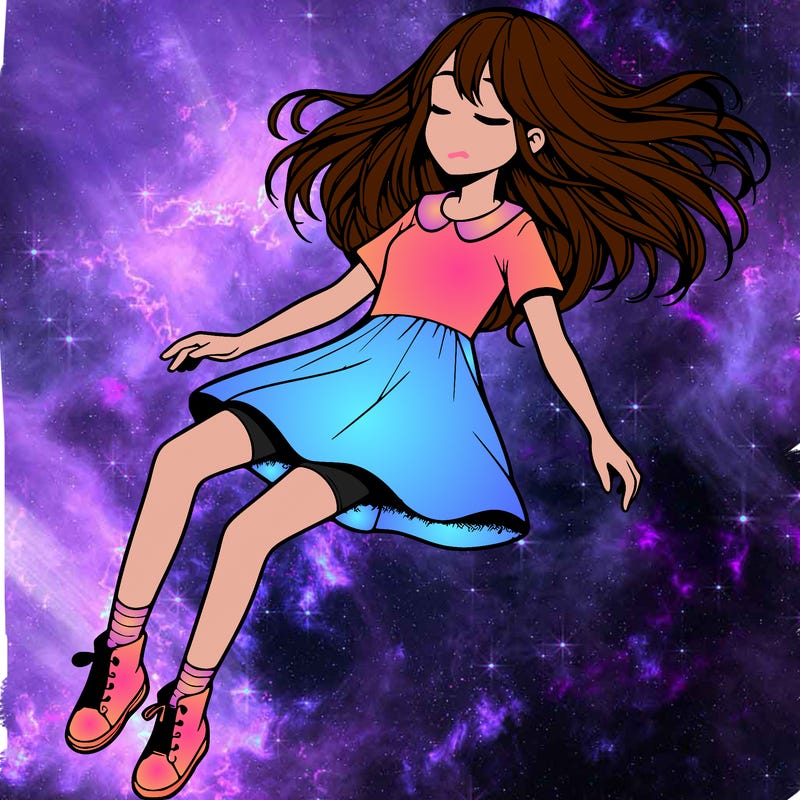 realistic girl floating