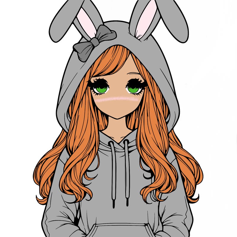 realistic lady in bunny hoodie