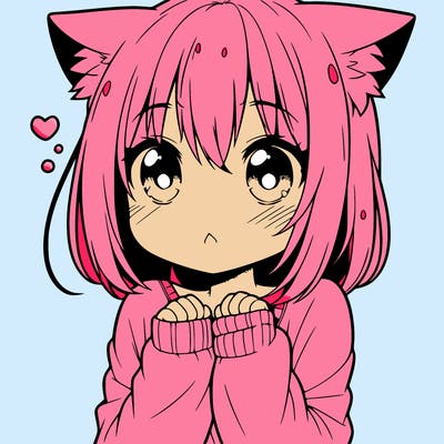 shy anime catgirl