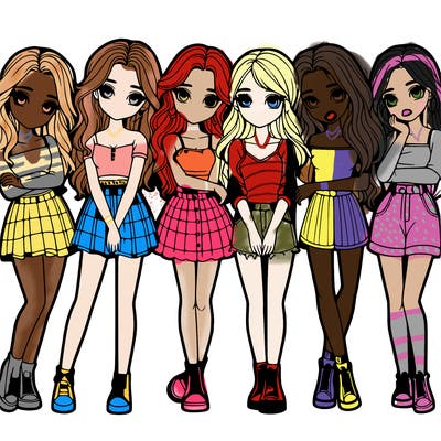 a group of girls realistic