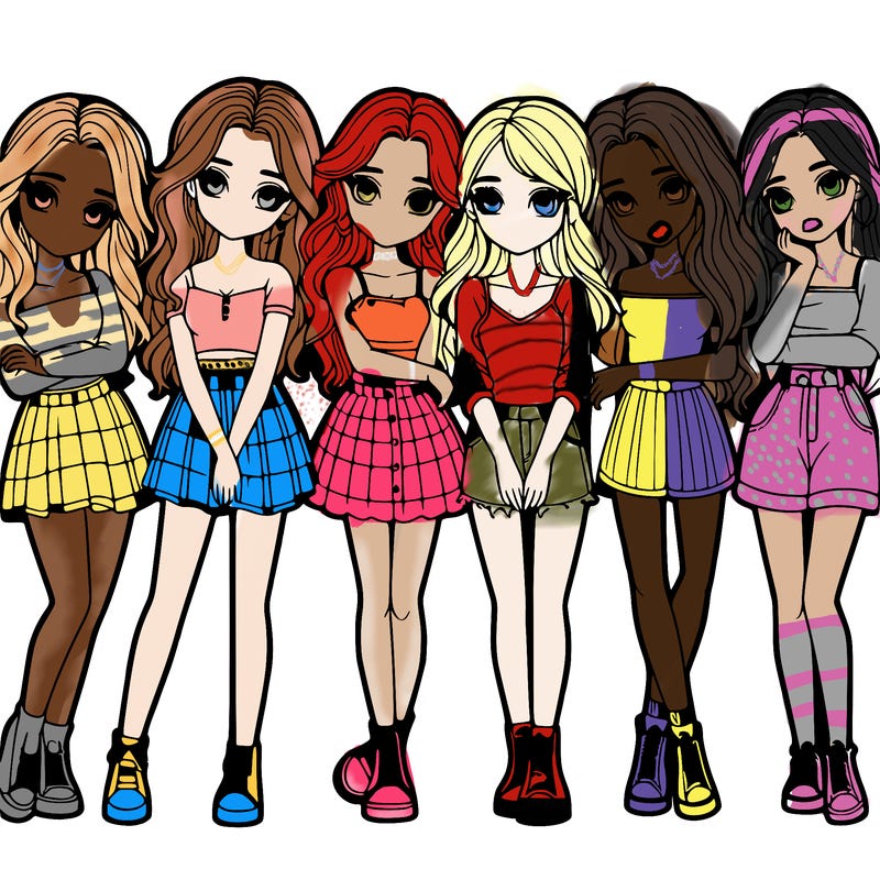 a group of girls realistic