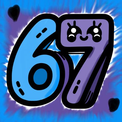 the numbers 67