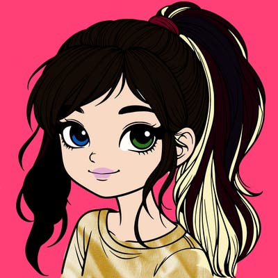 realistic girl with ponytail