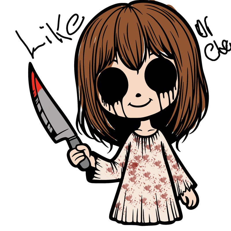 creepy girl with knife