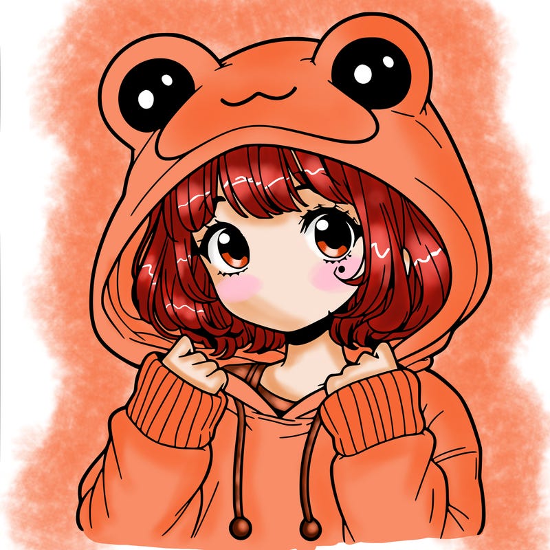 a cute teenage girl wearing a frog hoodie