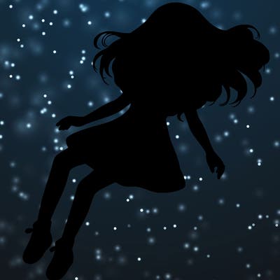 realistic girl floating