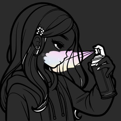 a realistic girl spray painting