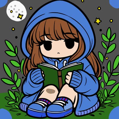 girl in oversized hoodie reading a book