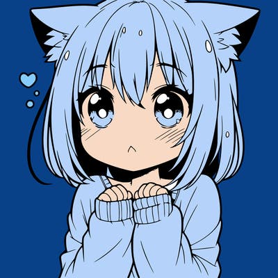 shy anime catgirl