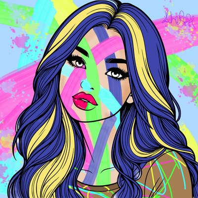 realistic girl with hair on her hair and lips