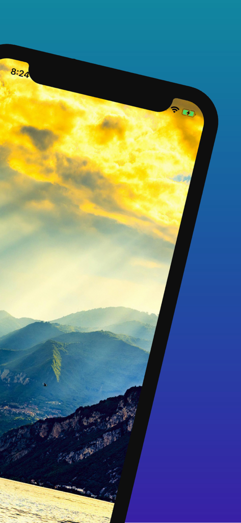 Lake Garda Travel Guide - Scenic mountain and lake landscape of Lake Garda on a mobile travel app screen