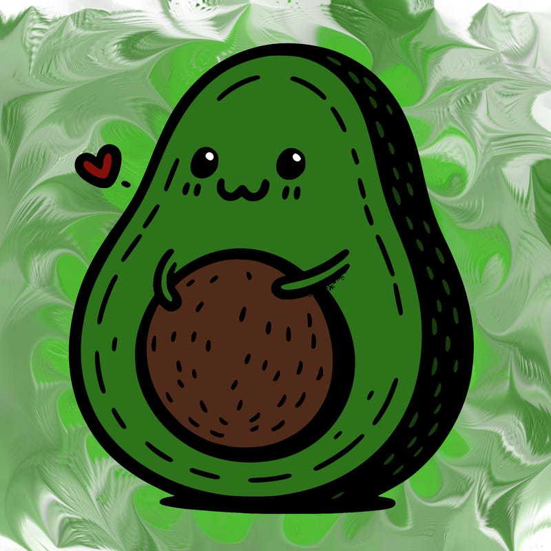 an avocado hugging an avocado
