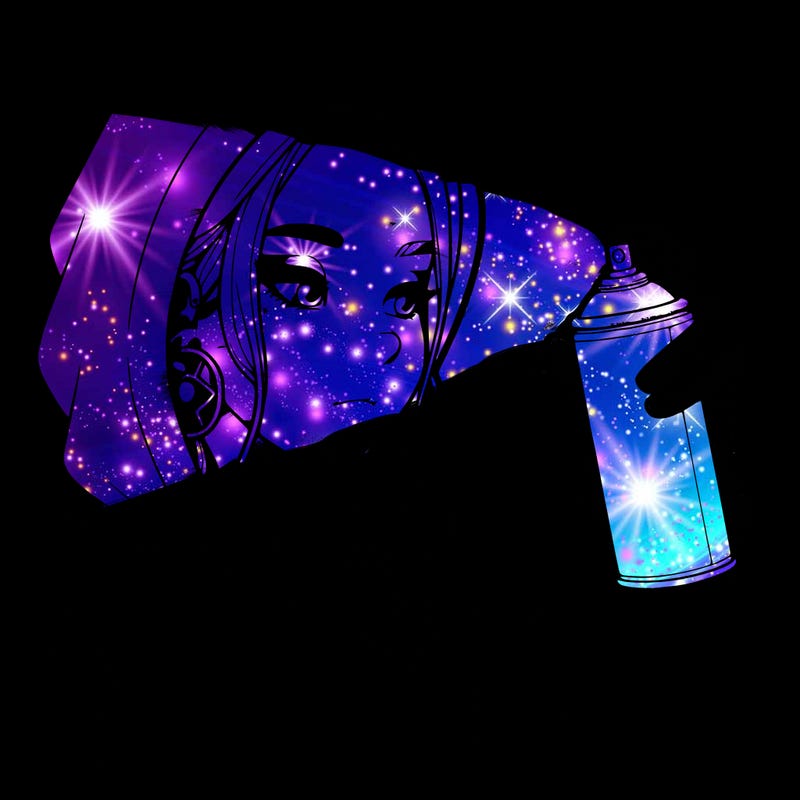 a realistic girl, spray painting