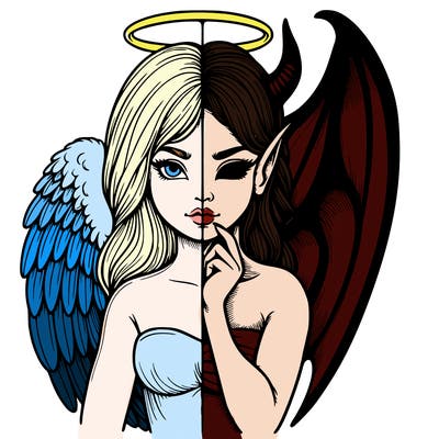 realistic angel half demon