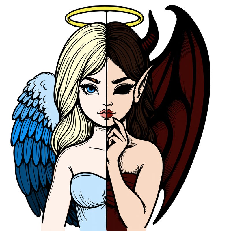 realistic angel half demon